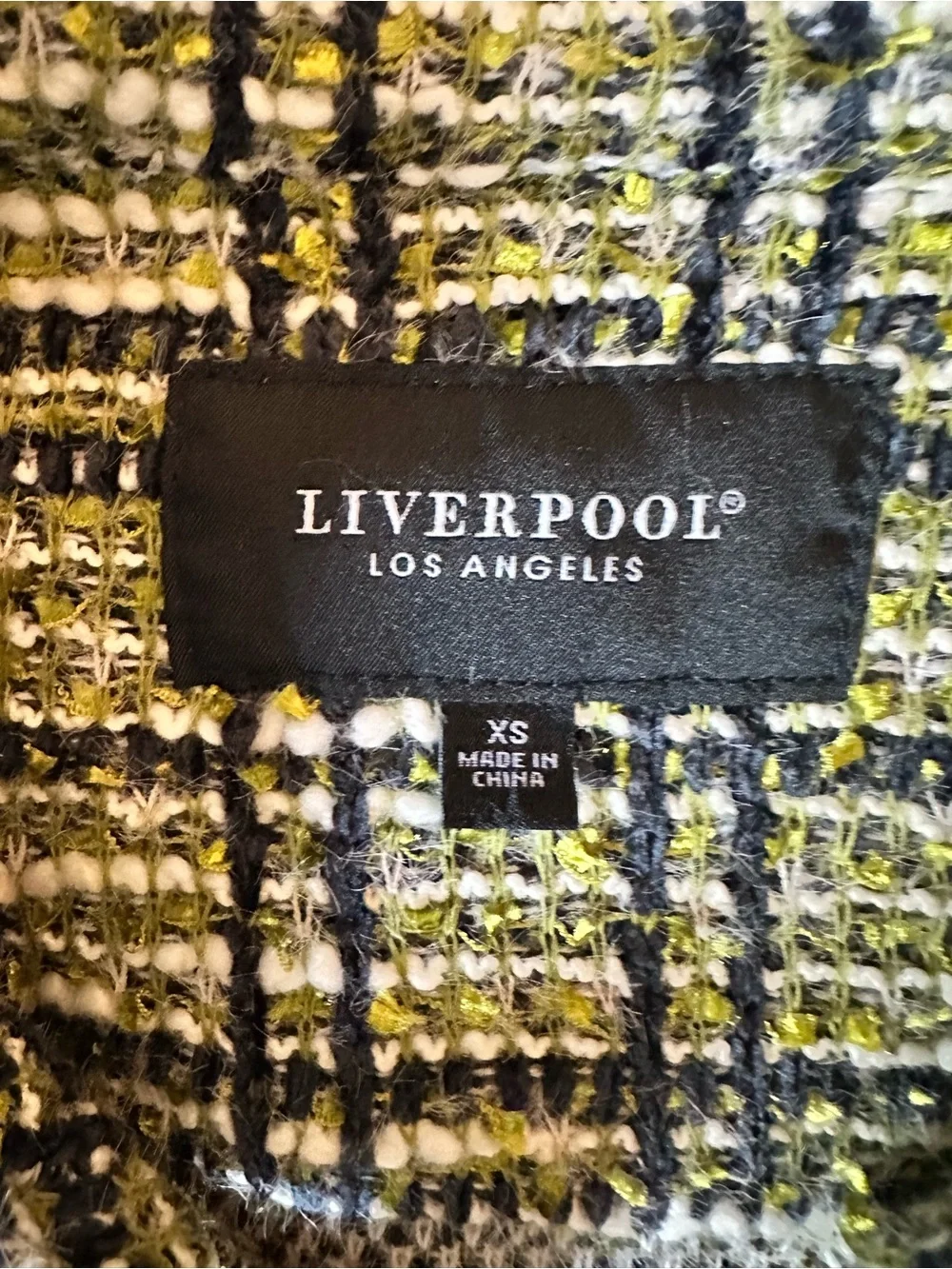 NWOT Liverpool Woven Tweed Button-Front Jacket in Olive Plaid